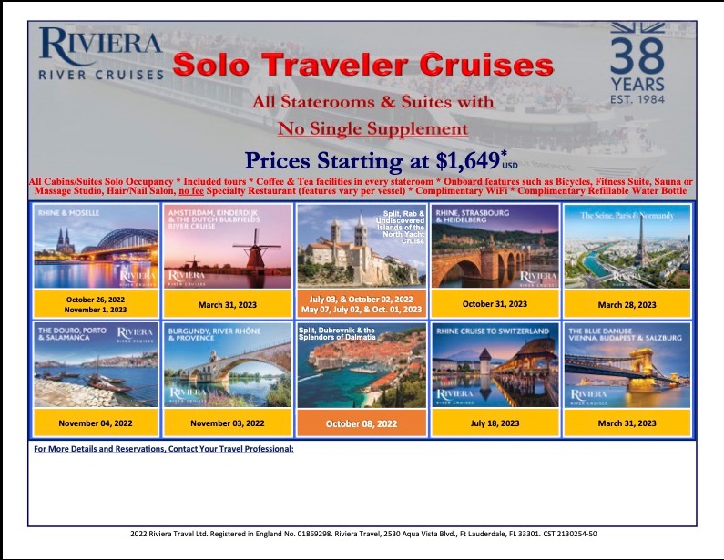 SOLO TRAVELER SPECIALS! Caroline Swift & Associates